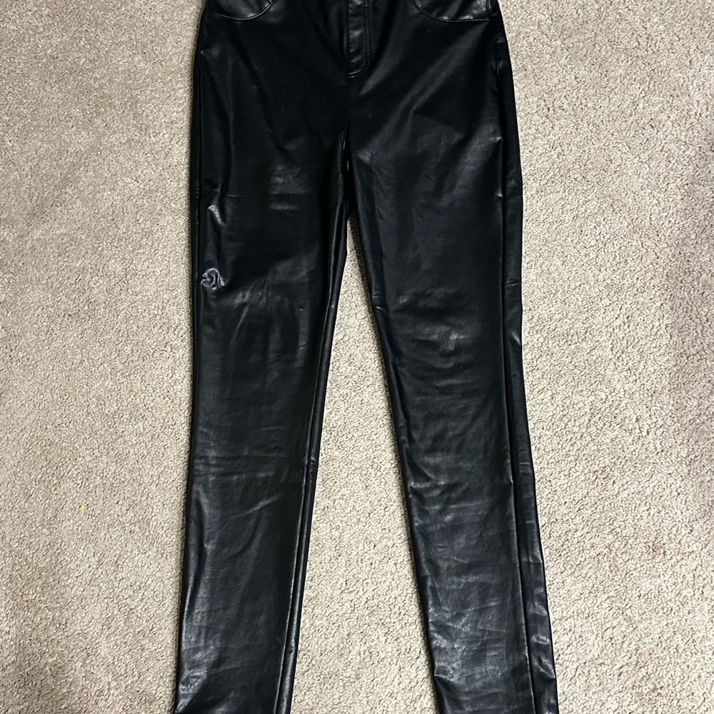 American Tall - Large Tall - Black Faux Leather Pants
